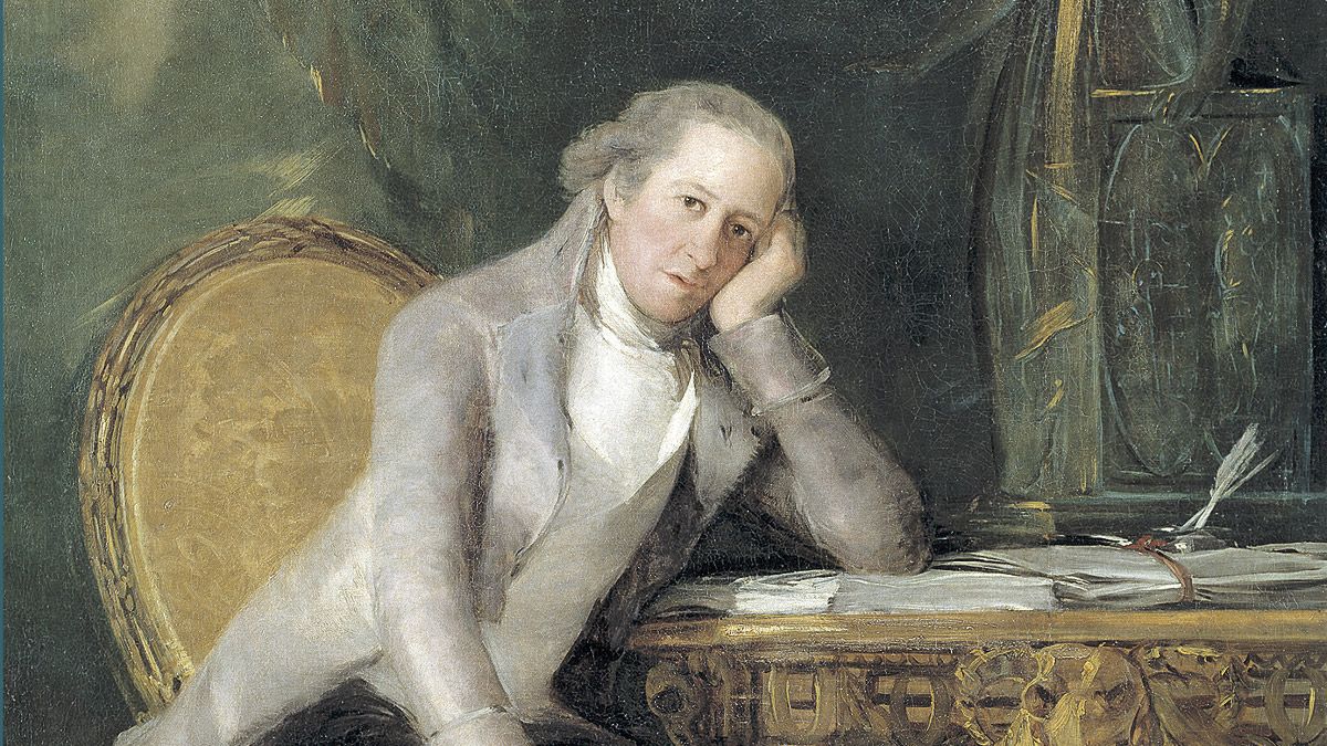 Detalle del retrato de Gaspar Melchor de Jovellanos realizado por Goya.