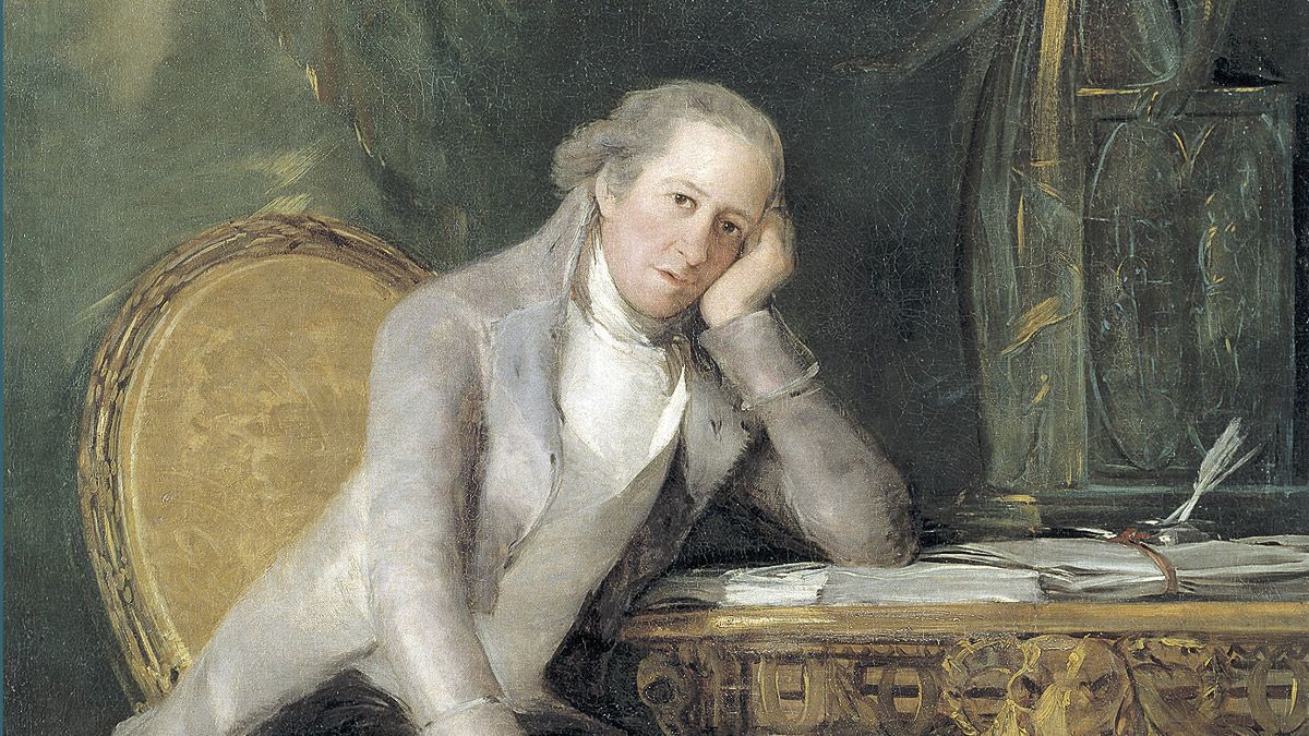 Detalle del retrato de Gaspar Melchor de Jovellanos realizado por Goya.