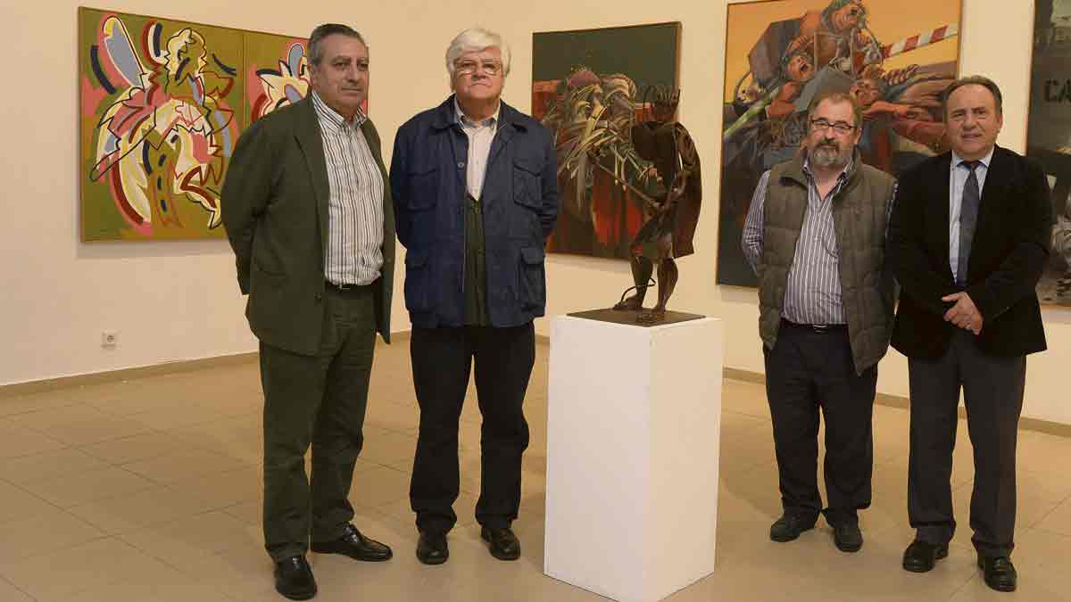 Adolfo Alonso Ares, Manuel Valdés, Luis García y Miguel Ángel Fernández en la presentación de la muestra colectiva en la sala Provincia. | MAURICIO PEÑA