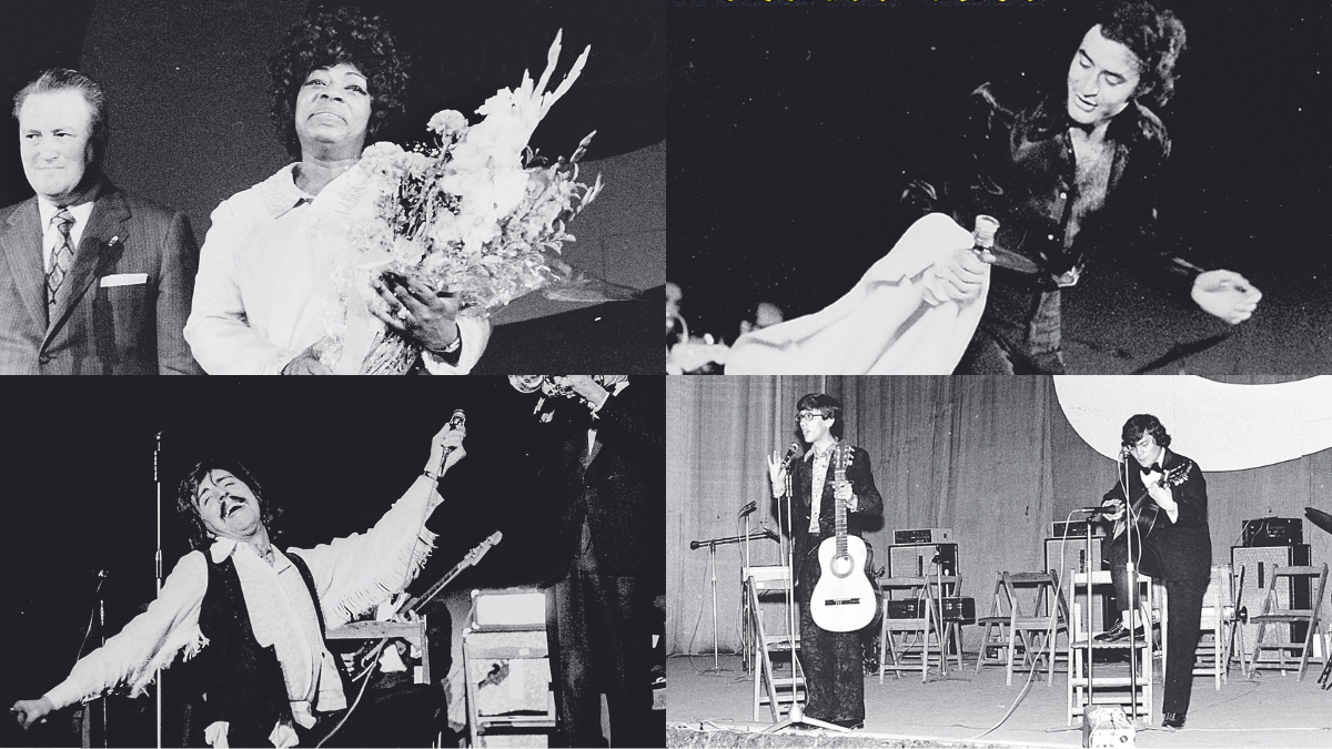 Composición con algunos de los participantes en la recordada Semana Internacional del Disco celebrada en las fiestas de San Juan de 1971. | FERNANDO RUBIO