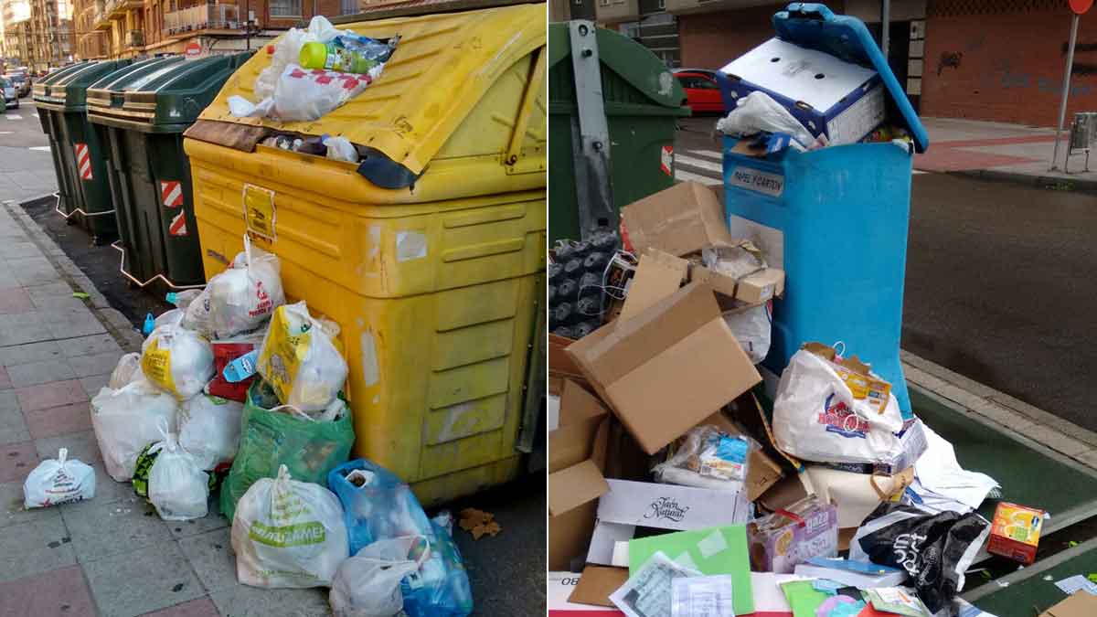 Algunos de los contenedores de la ciudad presentan este aspecto, con la basura desbordada. Algunos de los contenedores de la ciudad presentan este aspecto, con la basura desbordada.