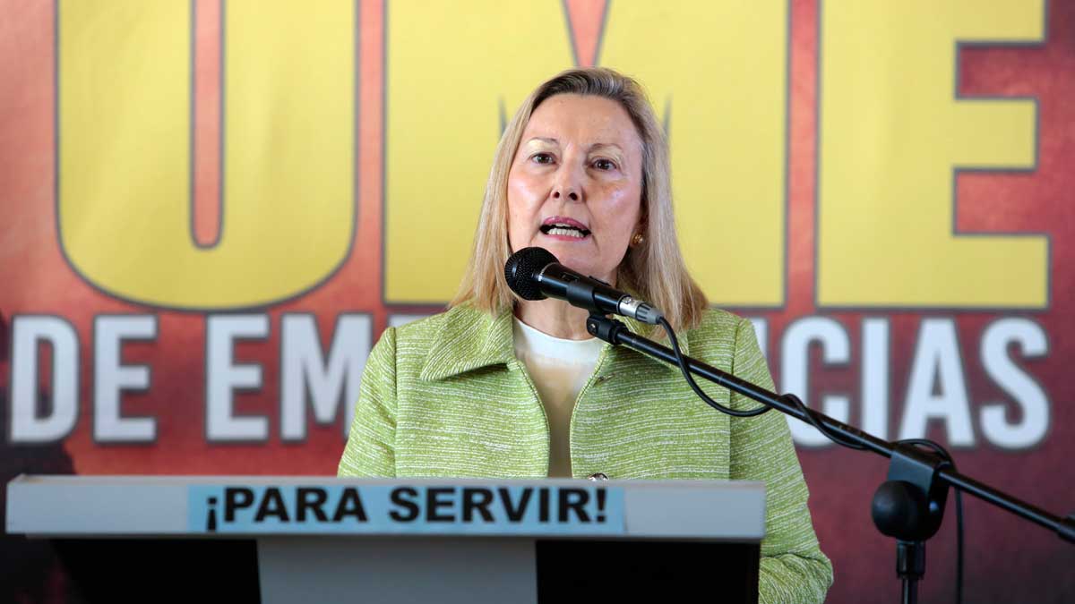 Amparo Valcarce, secretaria de Estado de Defensa, este miércoles en León. | CAMPILLO (ICAL)