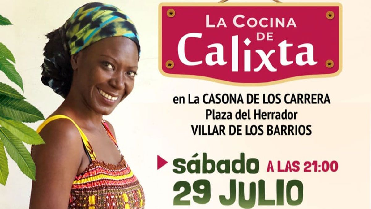 Cartel anunciador de la actividad gastronómica de Calixta.