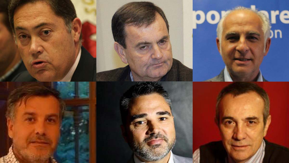 De izquierda a derecha y de arriba abajo, el imputado Marcos Martínez, José Antonio Velasco, Miguel Ángel del Egido, Secundino Prieto, Alejandro de Pedro y José Nevado.