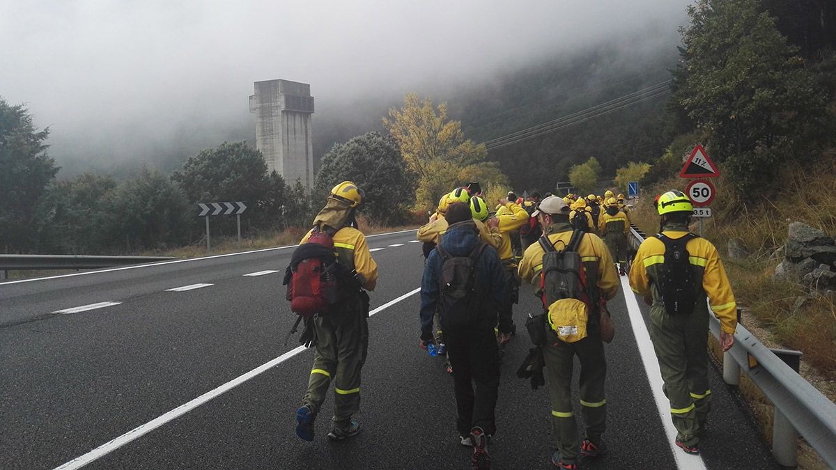 Imagen de archivo de la Marcha Negra llevada a cabo por trabajadores de las Brif de Valladolid a Madrid. | ICAL