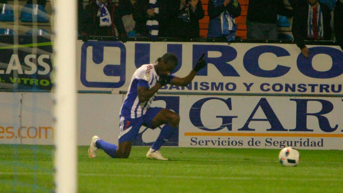 Jebor celebra el gol que marcó ante el Eibar. | CÉSAR SÁNCHEZ