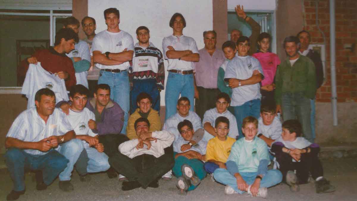 Histórica foto con Yugueros padre e hijo, ‘El Faraón’, Ontoria, Tejerina, Estrada.