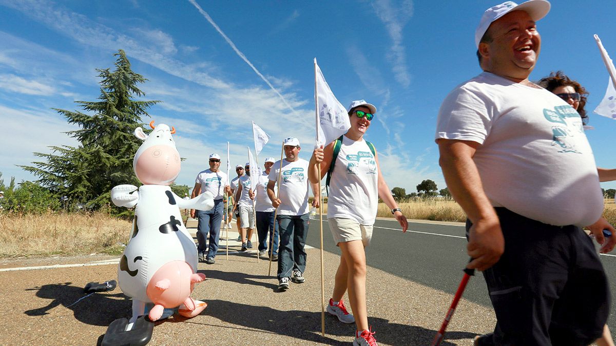 Los ganaderos de vacuno de leche durante la Marcha Blanca que realizaron entre agosto y septiembre de este año. | ICAL