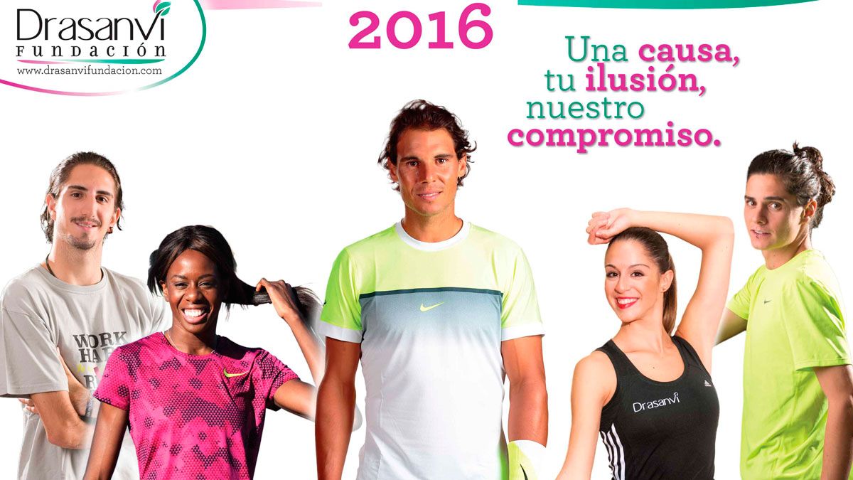 Daniel Pérez, Aauri Bokesa, Rafa Nadal, Carolina Rodríguez y RobertoAlaiz, en la portada del calendario. | L.N.C.