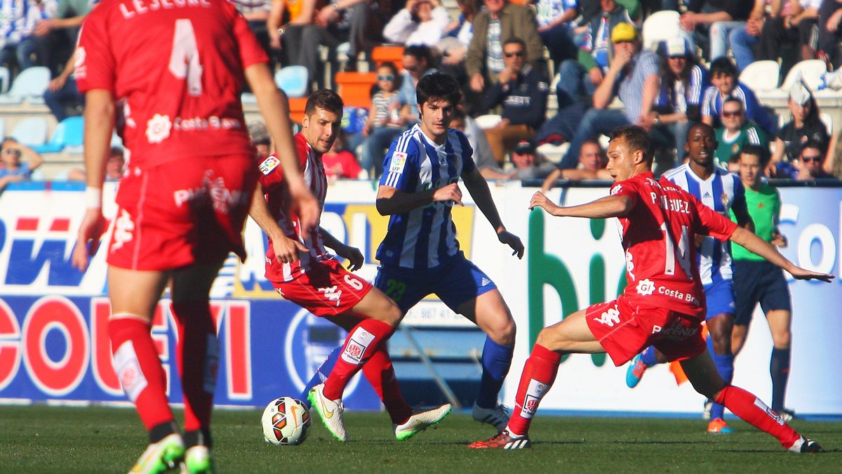 Melero, durante el partido de la temporada pasada ante el Girona en El Toralín. | CÉSAR SÁNCHEZ