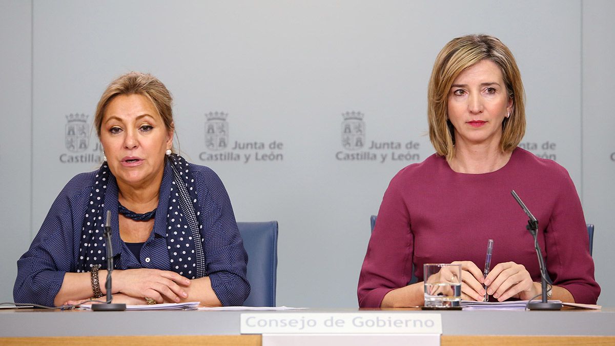 La vicepresidenta y portavoz de la Junta de Castilla y León, Rosa Valdeón, junto con la consejera de Familia e Igualdad de Oportunidades, Alicia García, comparecen en rueda de prensa posterior al Consejo de Gobierno. | ICAL