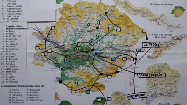 Mapa del Bierzo con la localización de los parques enviado por la Fundación a los ayuntamientos. Mapa del Bierzo con la localización de los parques enviado por la Fundación a los ayuntamientos.