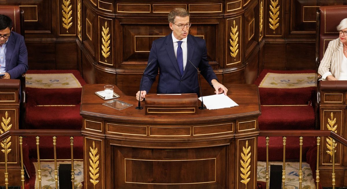 Feijóo, durante su intervención en el Congreso. | EP