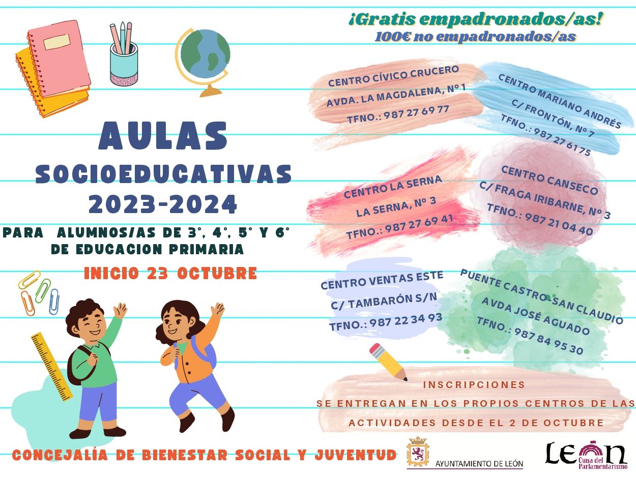 Programa de Aulas Socioeducativas del Ayuntamiento de León para el curso escolar 2023/2024. | L.N.C.
