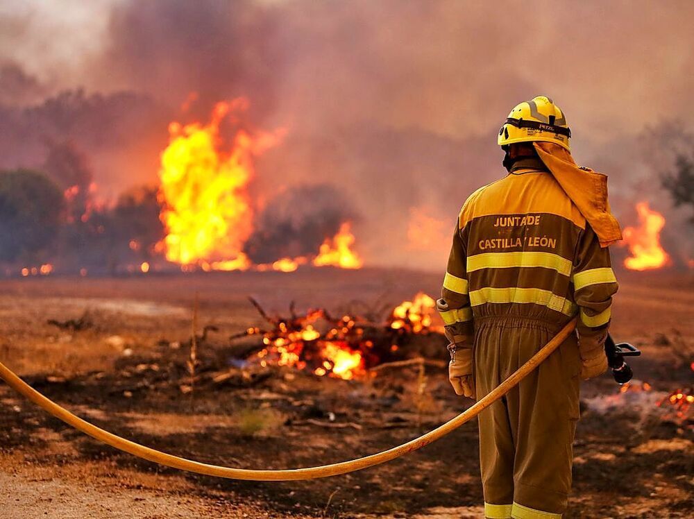 Un agente de la Junta contra incendios forestales, en una imagen de archivo. | ICAL