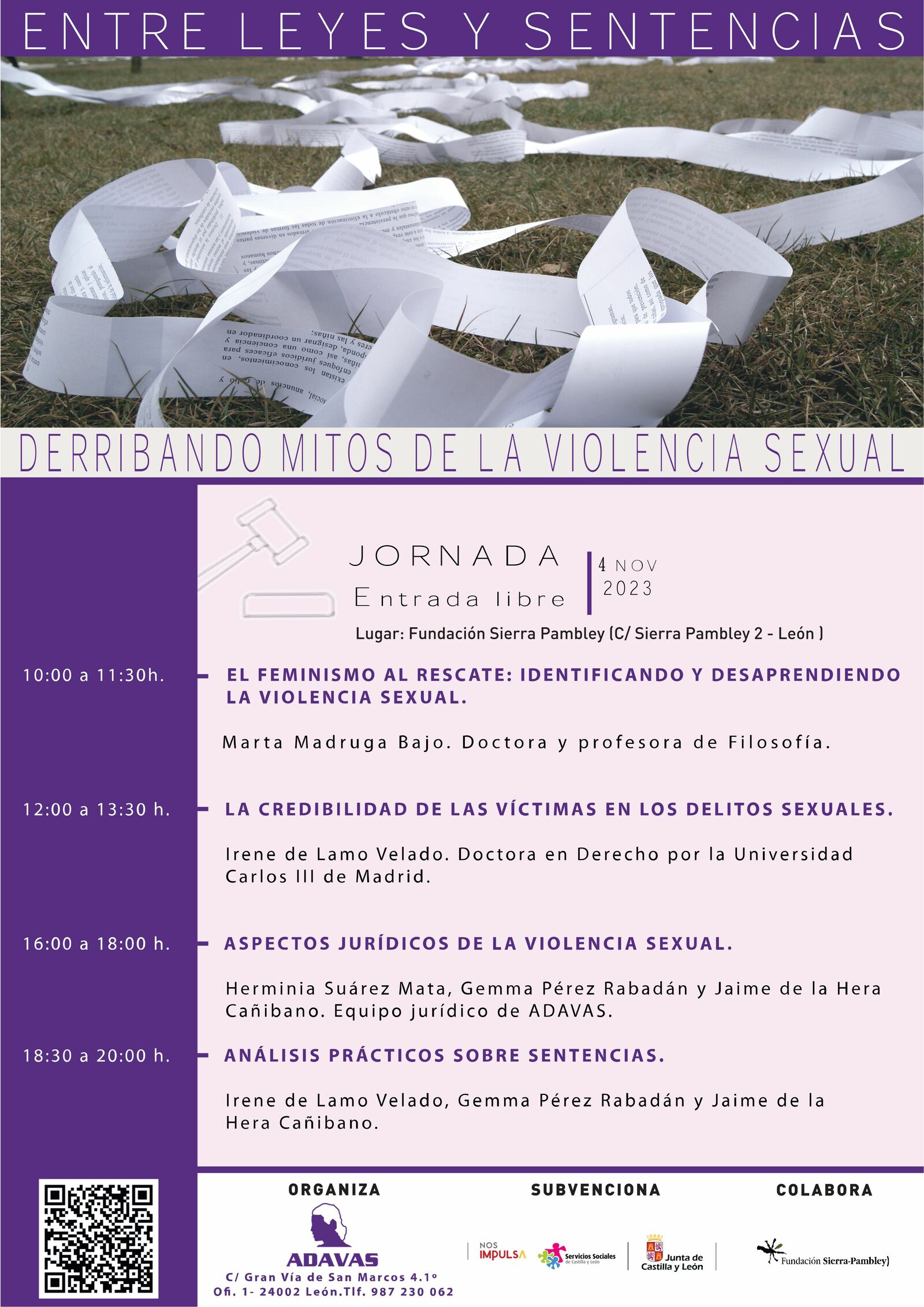 Cartel de la jornada de Adavas León sobre mitos de la violencia de género. 