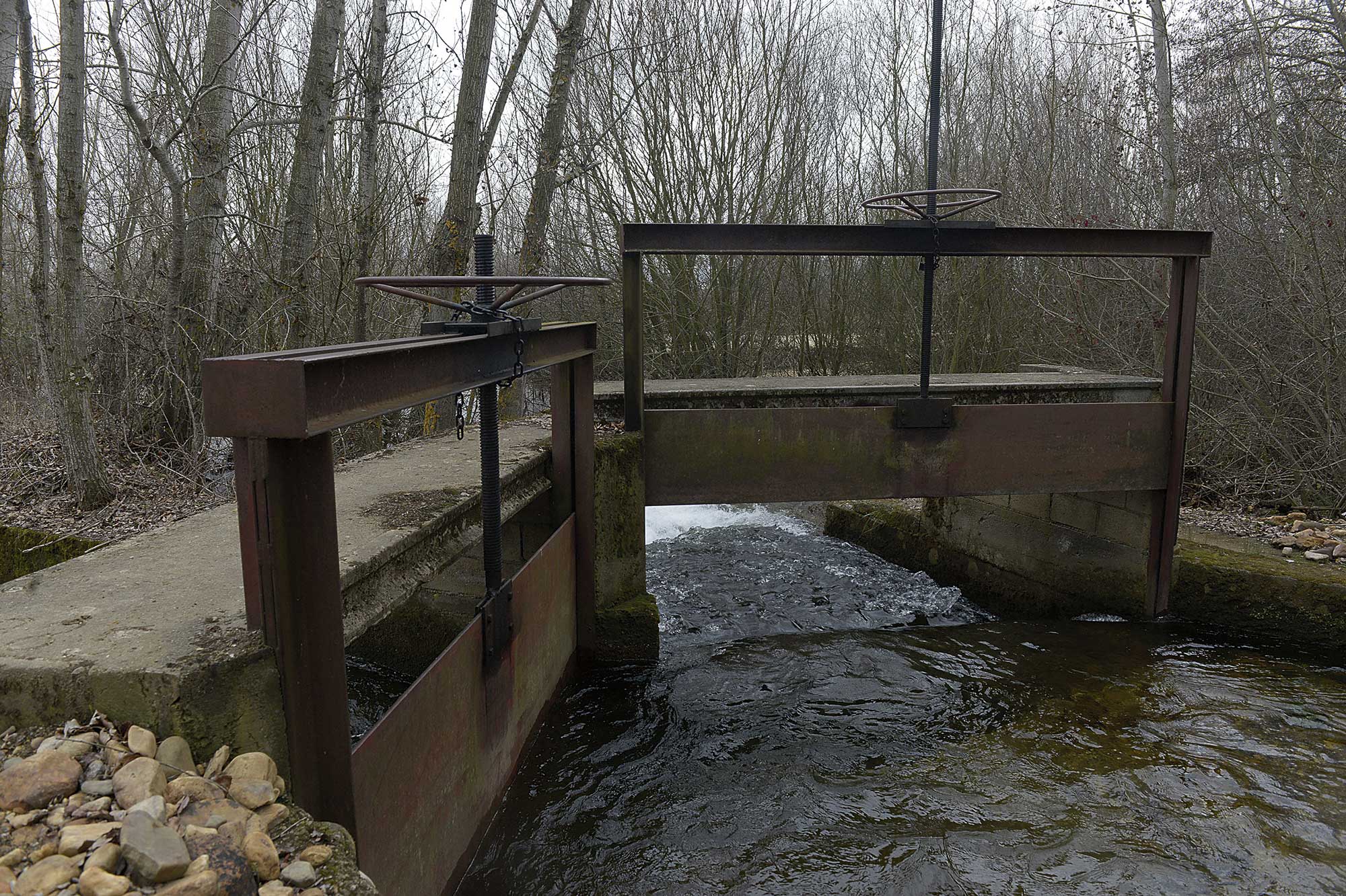 La compuerta de la zaya que deriva agua del Duerna al Peces. | MAURICIO PEÑA