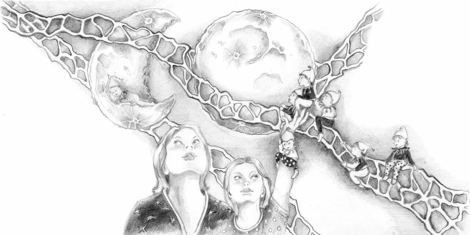 Fragmento de la ilustración para el poema de Mercedes G. Rojo, ‘Canción de la luna blanca’. | CARMEN GÓMEZ ORDÁS