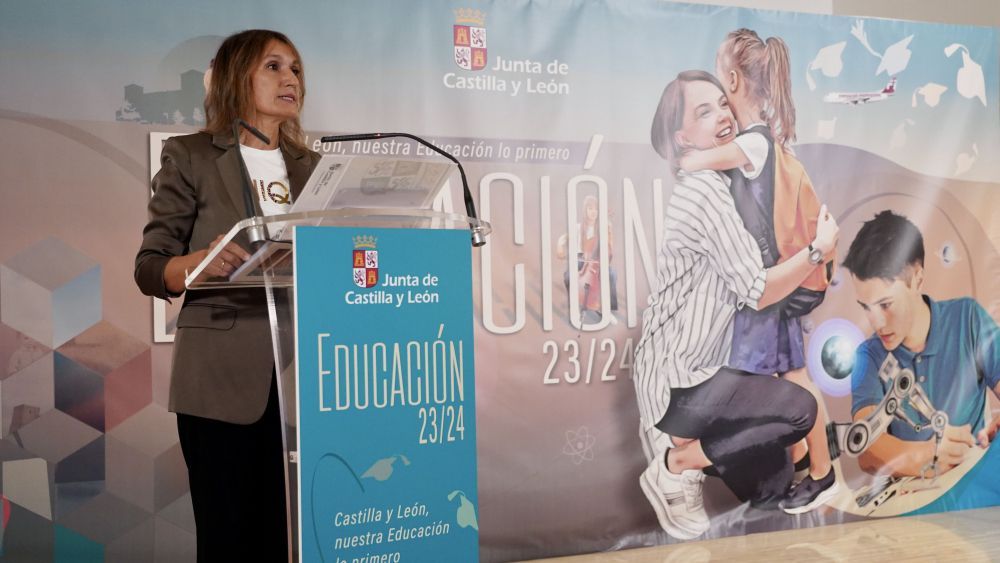 La consejera de Educación, Rocío Lucas, en la presentación en septiembre del curso escolar 2023/2024. | ICAL