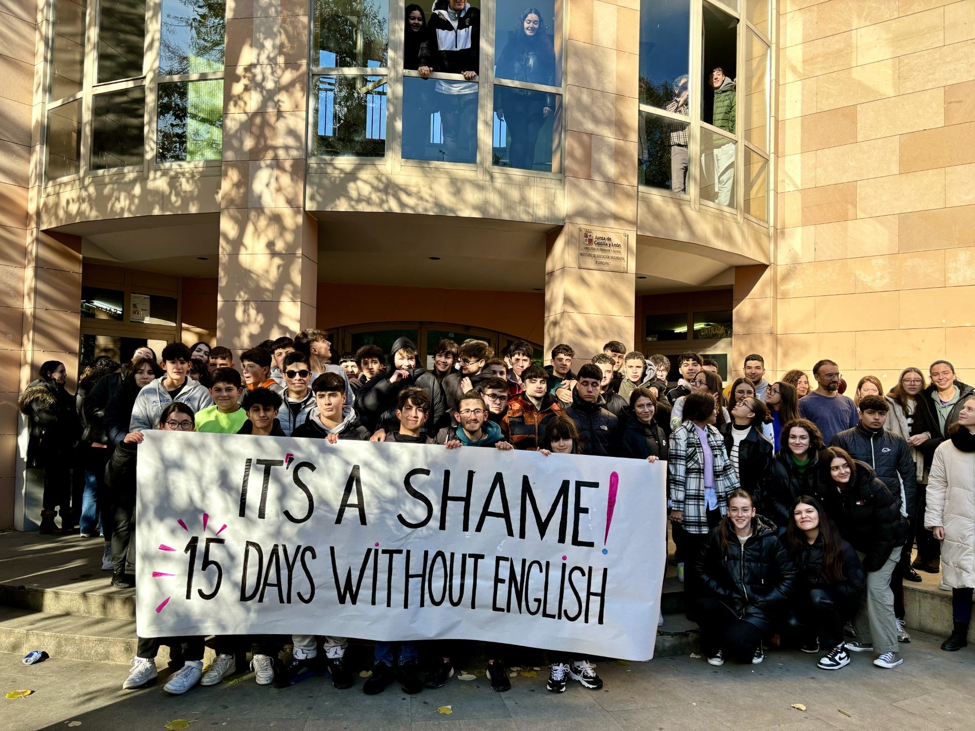 Concentración de los alumnos del IES Europa.