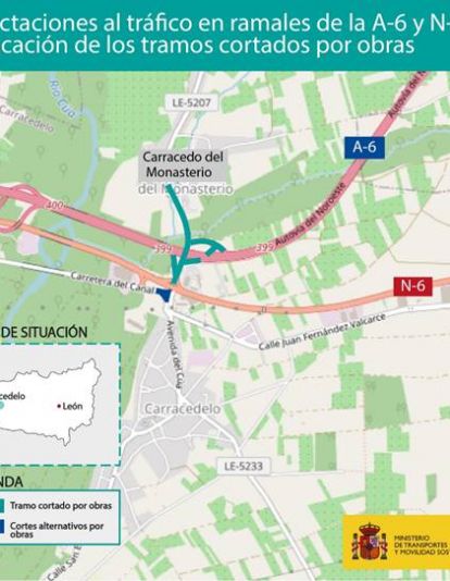 Gráfico con la zona del corte del tráfico y los itinerarios alternativos. Gráfico con la zona del corte del tráfico y los itinerarios alternativos.