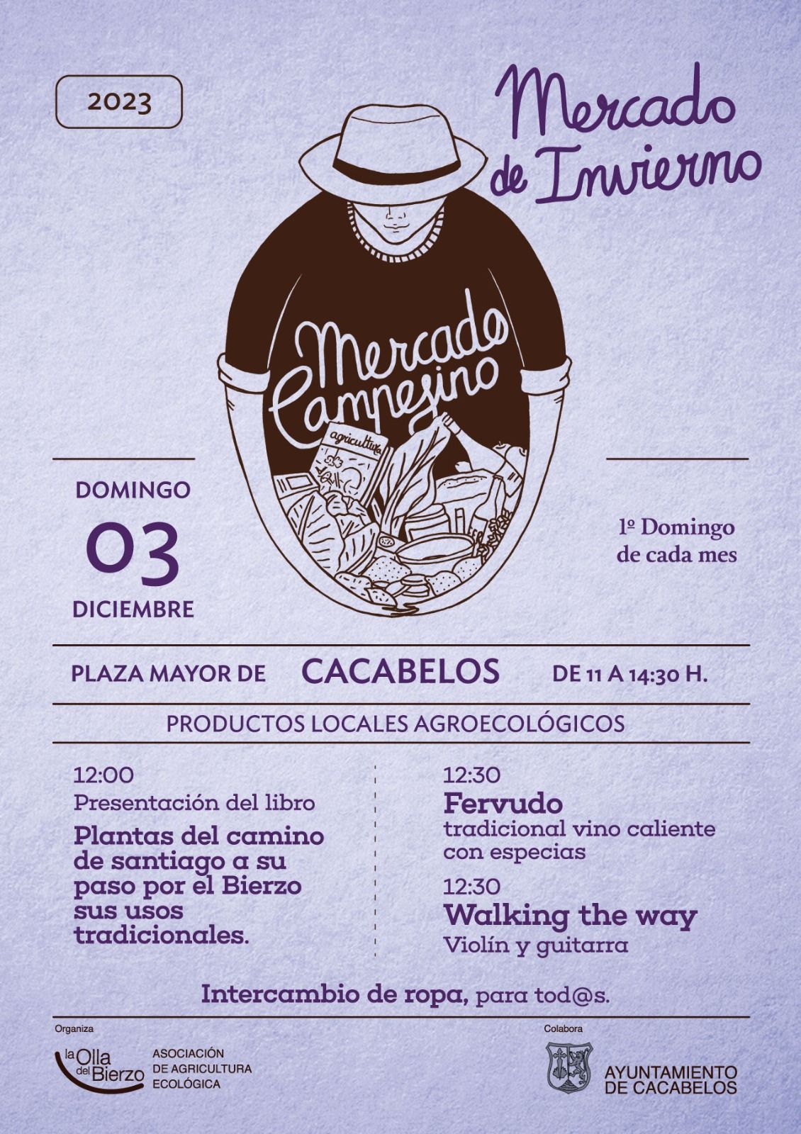 Cartel con las actividades del mercado campesino.