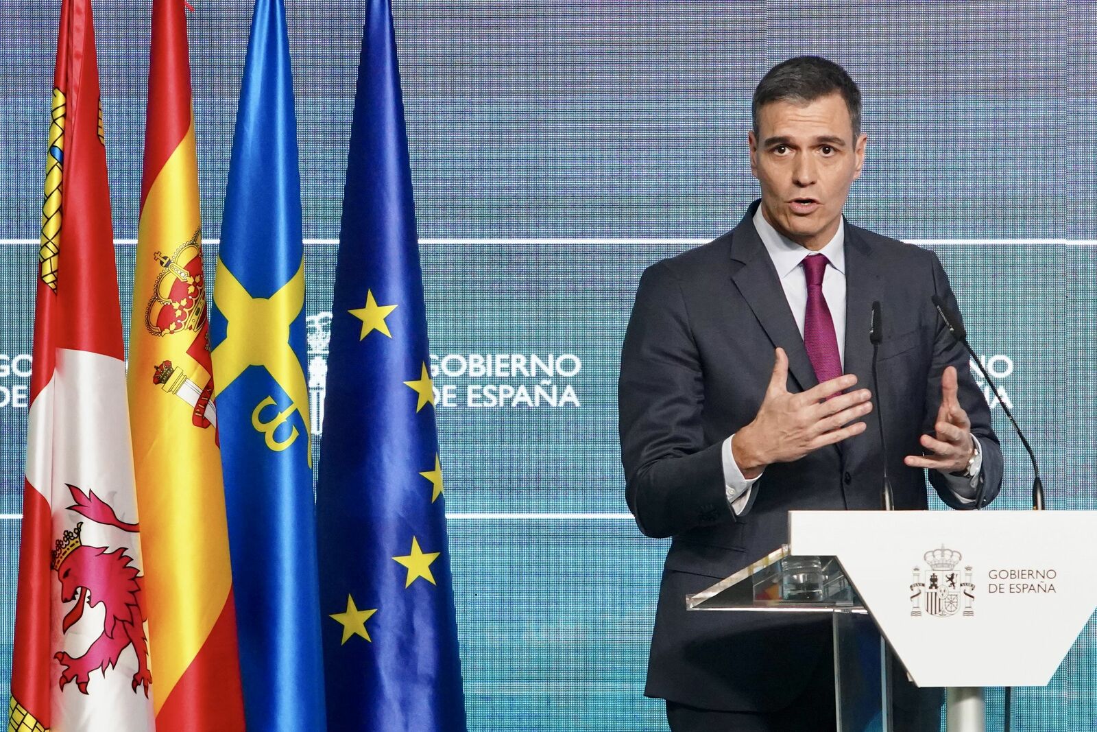 Pedro Sánchez este miércoles en Asturias. | CAMPILLO (ICAL)