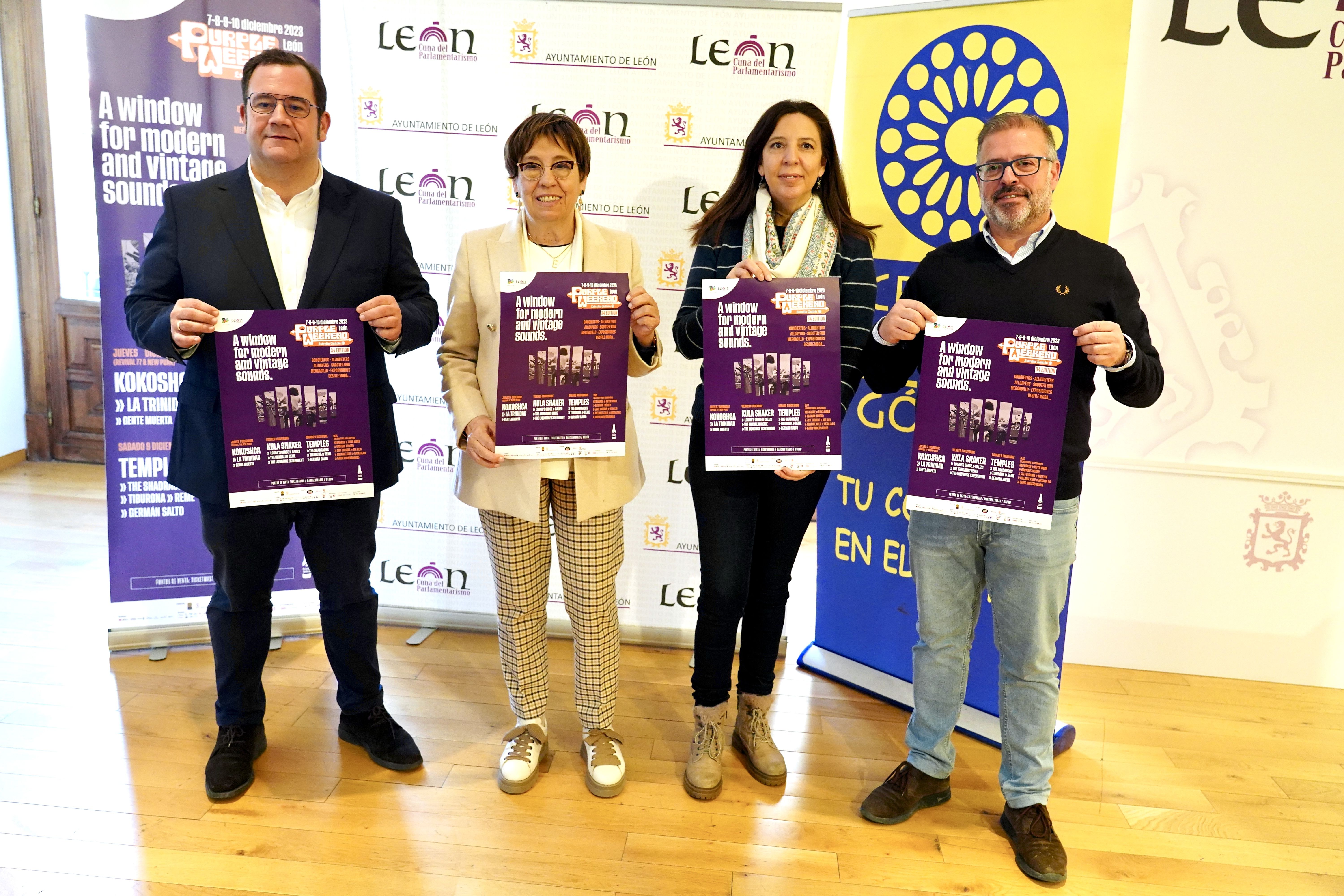Juan Dopico, Elena Aguado, Carmen Barragán y Miguel Borraz durante la presentación de la nueva edición de Purple Weekend. | CAMPILLO (ICAL)