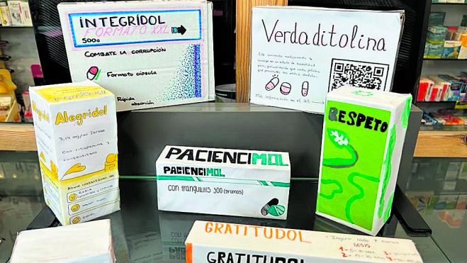 Estos 'medicamentos' educativos están expuestos en algunas farmacias de León. | L.N.C. Estos 'medicamentos' educativos están expuestos en algunas farmacias de León. | L.N.C.