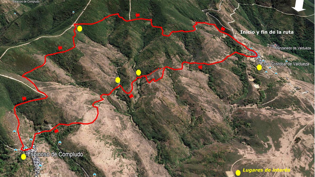 Mapa de la ruta de San Cristóbal a Espinoso. 