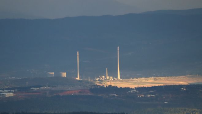 Central de compostilla, cómo se veía desde San Cristóbal.