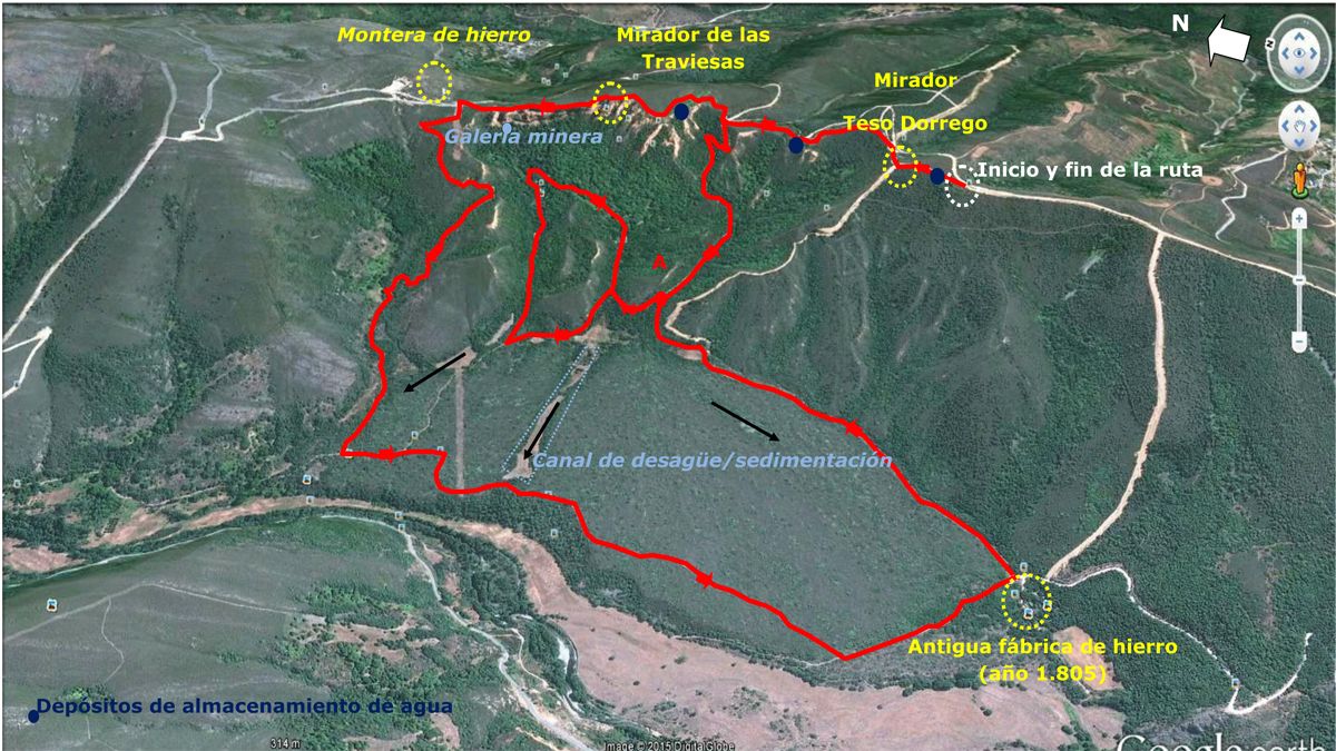 Mapa de un paseo por la Leitosa.