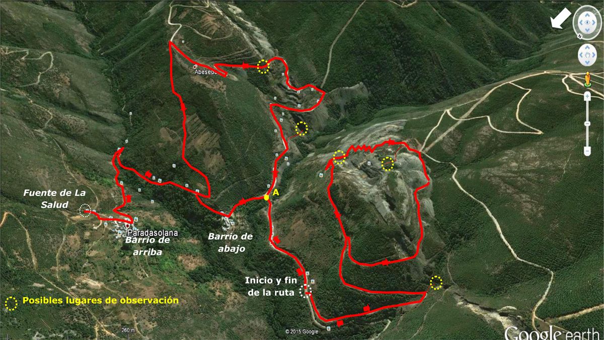 Mapa de la ruta por el coto Wagner.