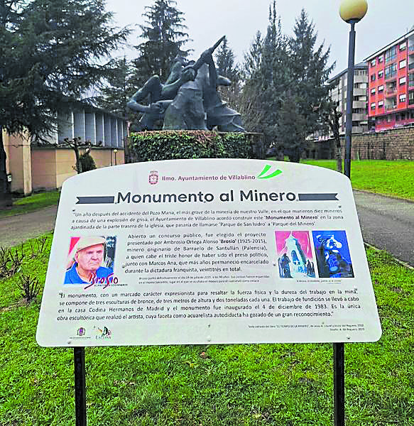 Detalle del panel instalado junto a la escultura. | GOBIERNO MUNICIPAL VILLABLINO