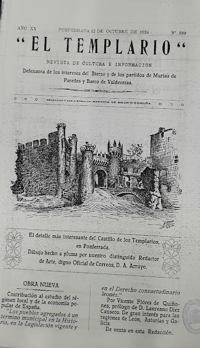 Una de las portadas del proyecto, con un dibujo del castillo de los templarios.