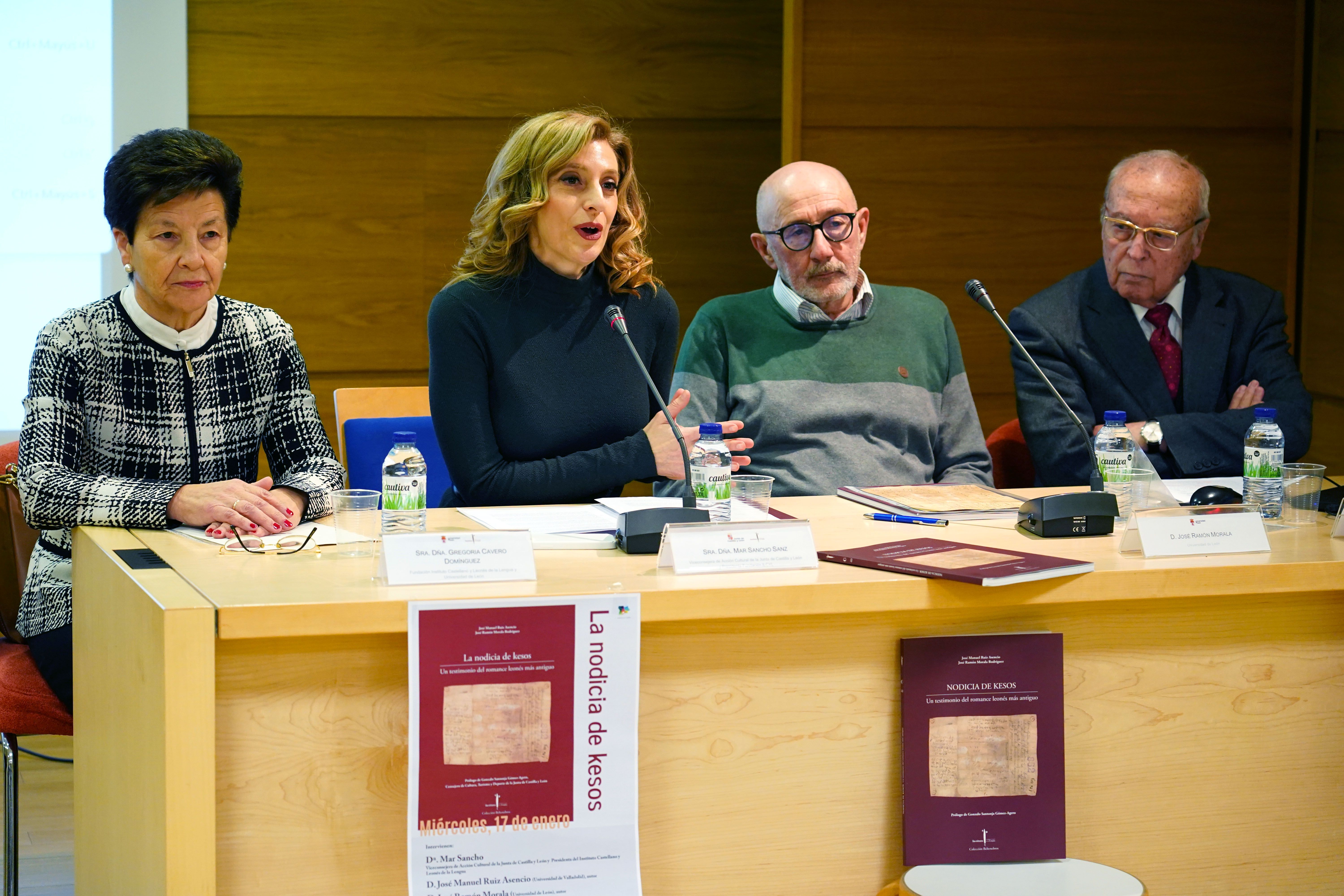 Gregoria Cavero, Mar Sancho, José Ramón Morala y José Manuel Ruiz Asencio durante la presentación. | CAMPILLO (ICAL)