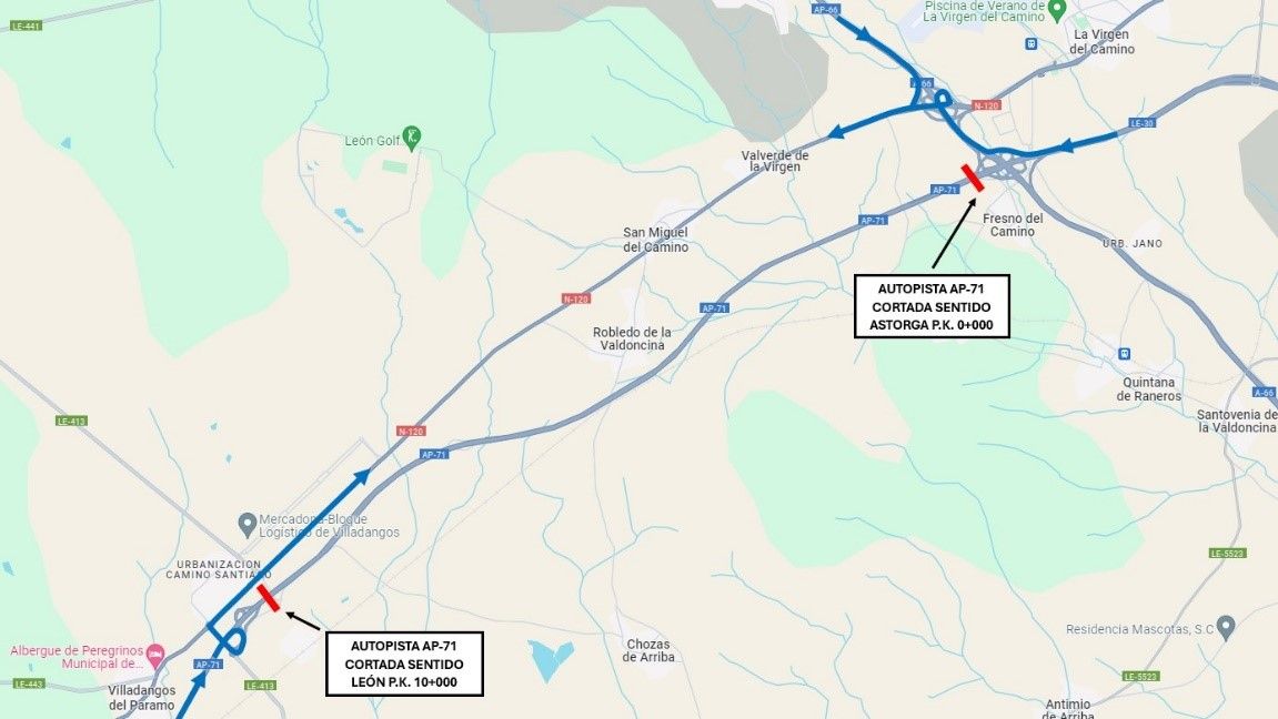 Plano de las obras en la AP-71. | L.N.C.