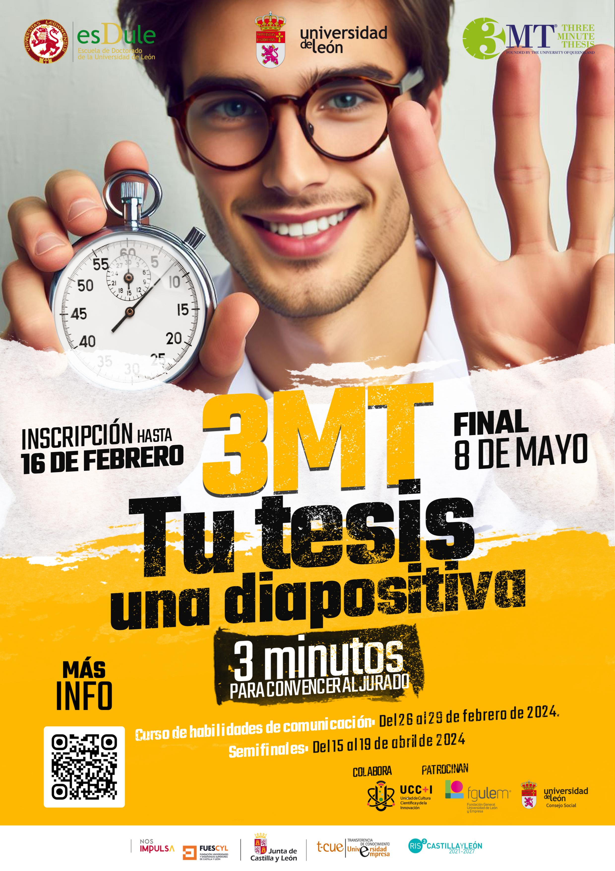 Cartel de la quinta edición del concurso Tesis en Tres Minutos. | ULE