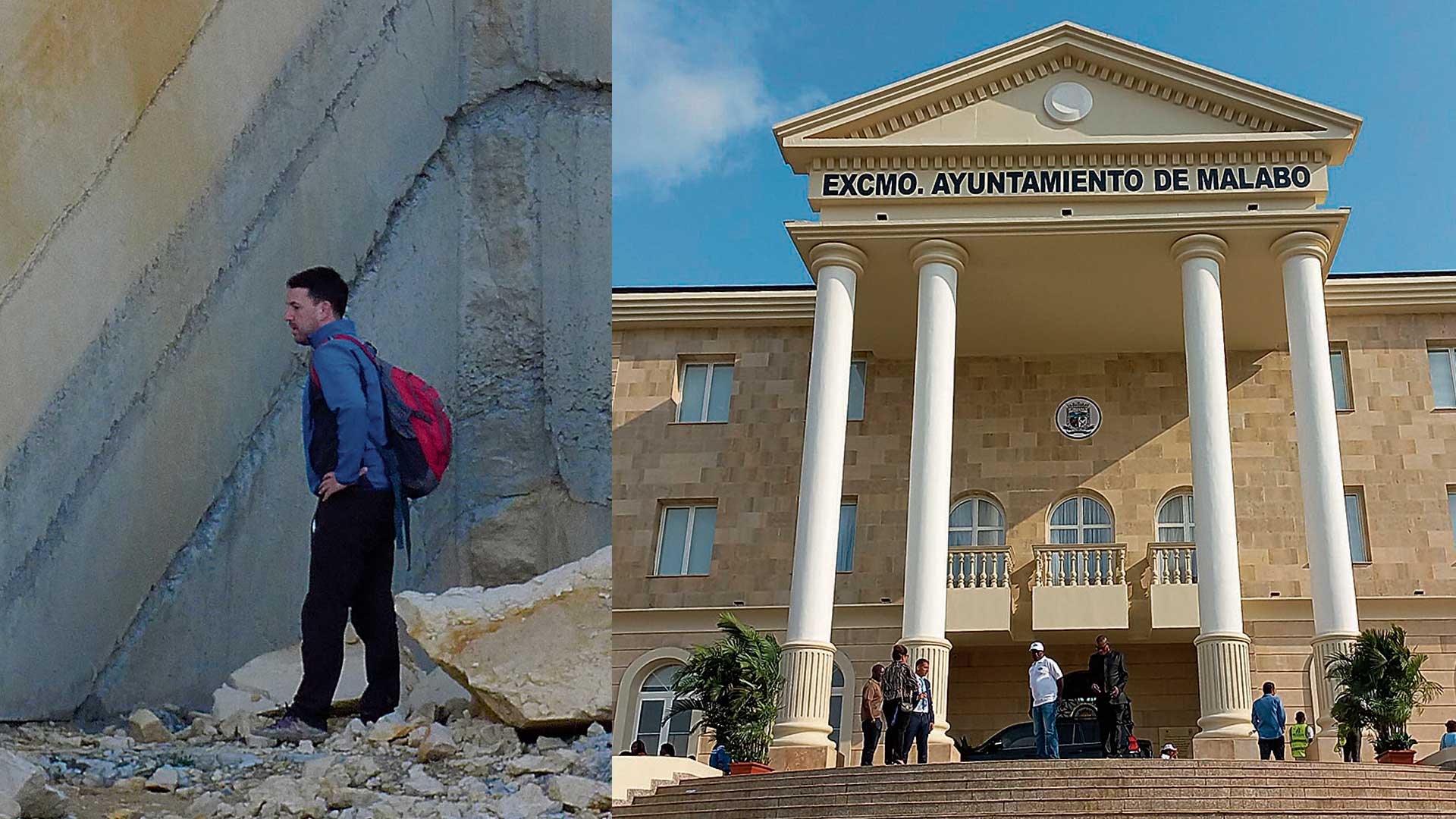 Enrique Álvarez Areces, geólogo, y un edificio al que llegó la piedra de Boñar. | L.N.C.