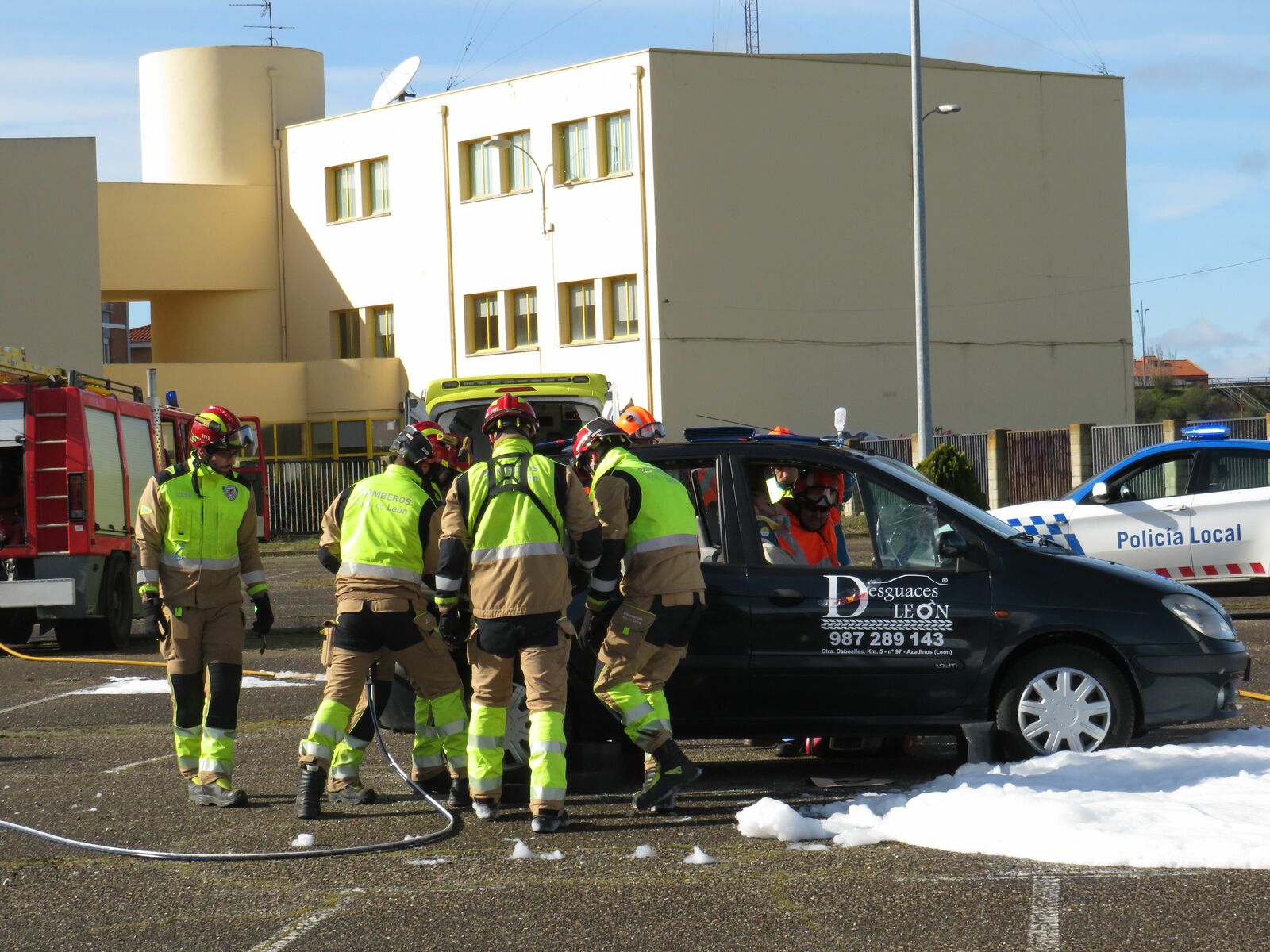 Simulacro de accidente de tráfico.