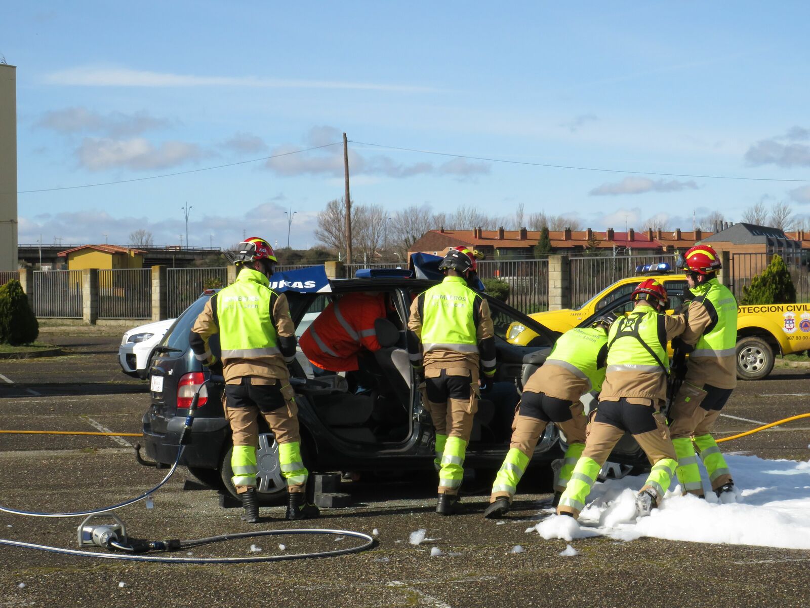Simulacro de accidente de tráfico.