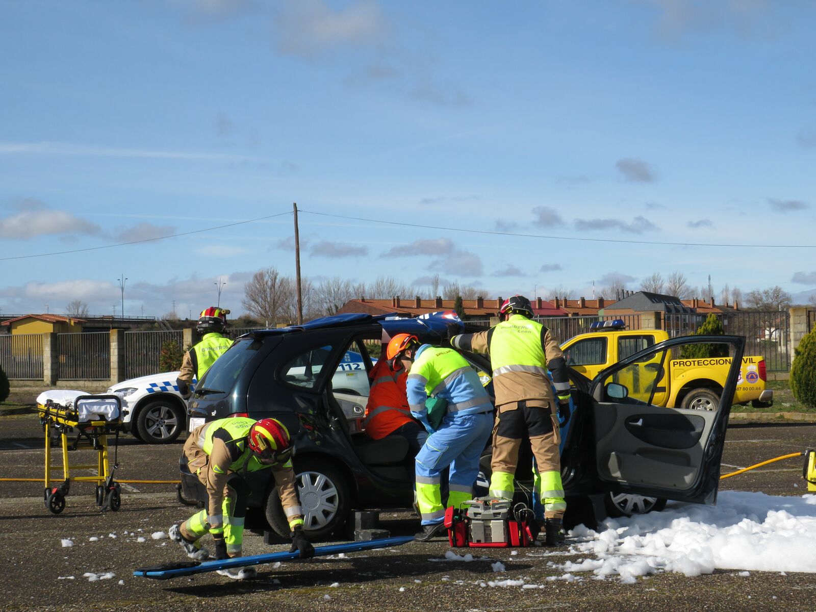 Simulacro de accidente de tráfico.
