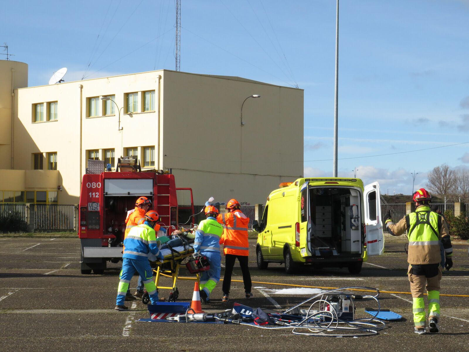 Simulacro de accidente de tráfico.