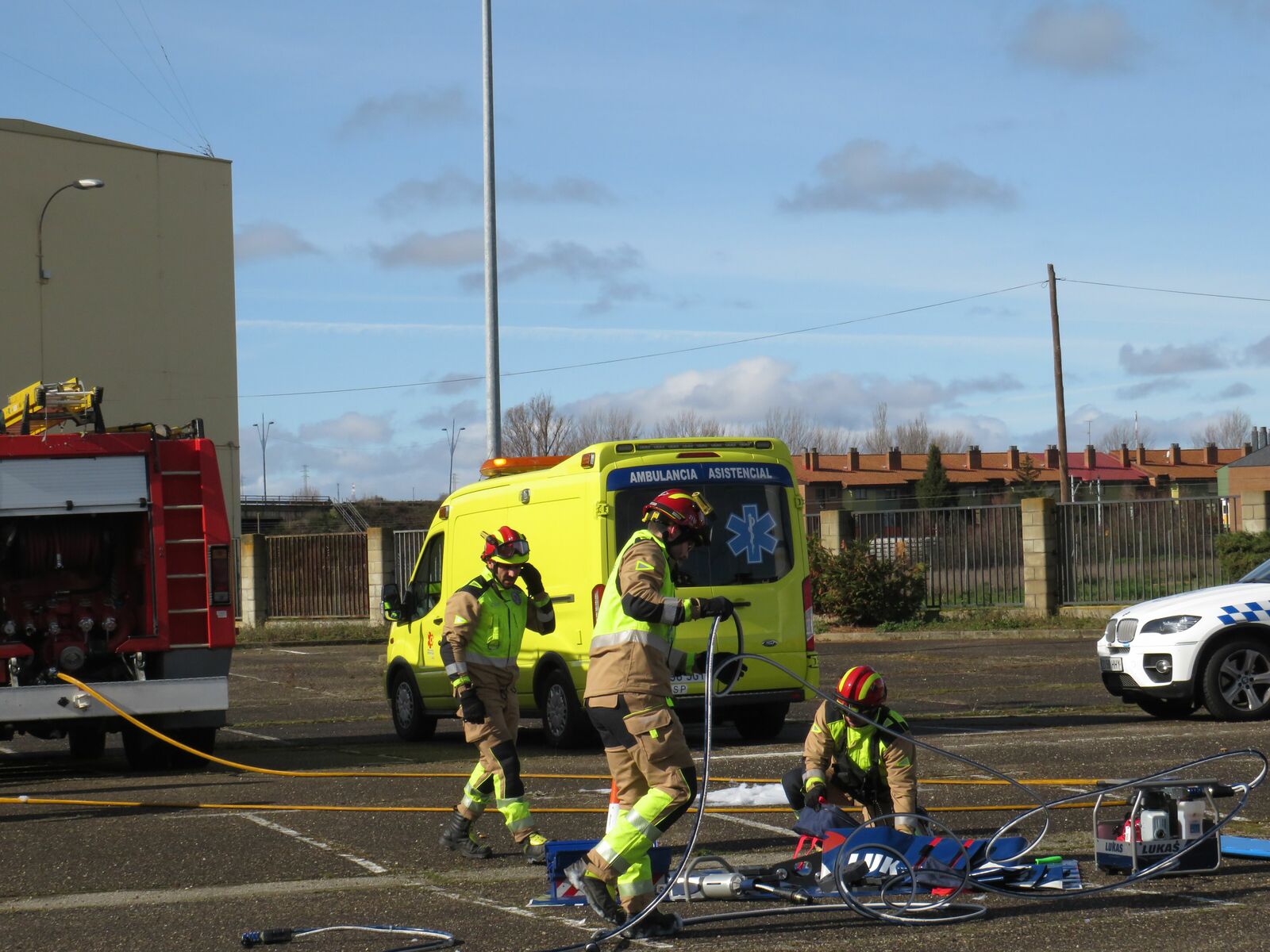 Simulacro de accidente de tráfico.