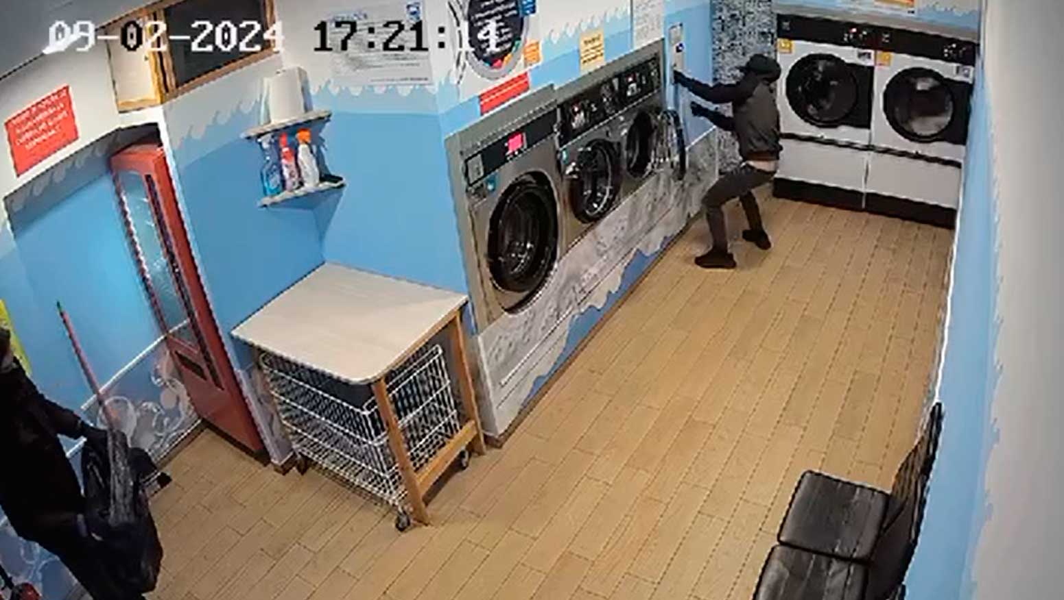 Imagen del robo en las lavanderías leonesas.