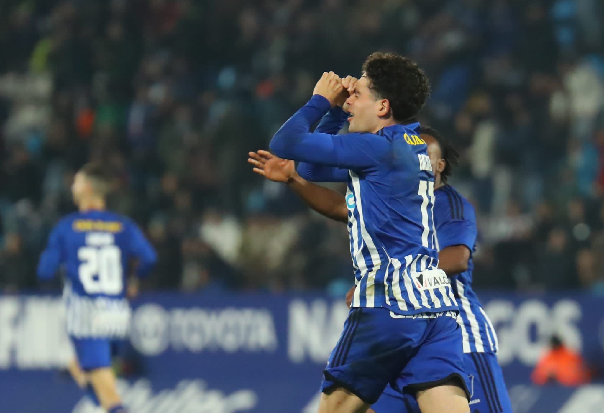 Dacosta celebrando el gol contra el Sestao en El Toralín. | SDP