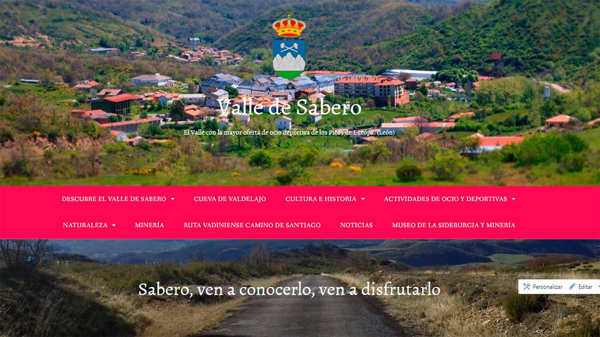 Captura de pantalla de la página web sobre el valle de Sabero.