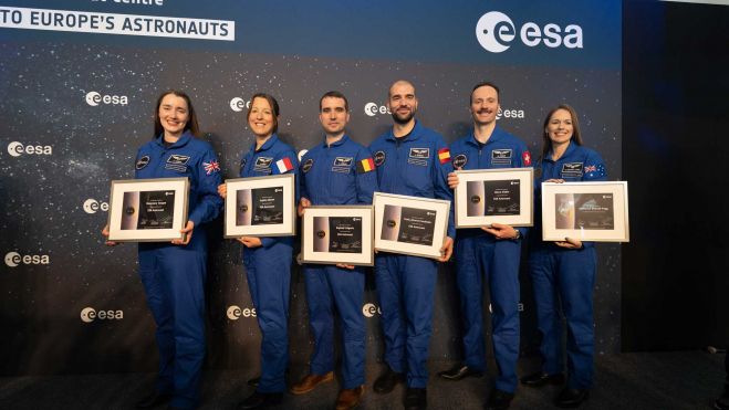 El leonés Pablo Álvarez durante su graduación como astronauta este lunes en Colonia (Alemania). | ESA