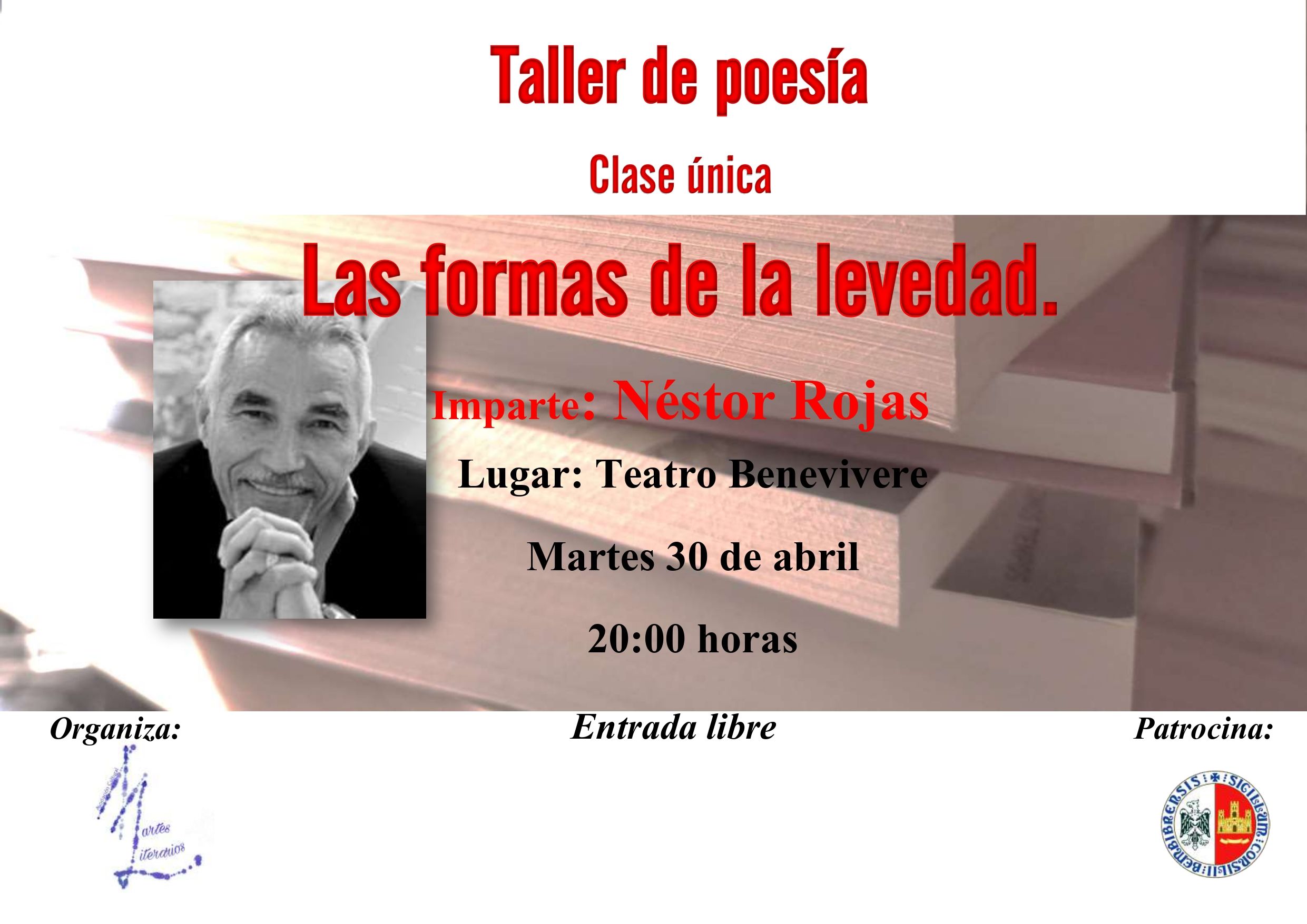 Cartel del taller de poesía de Nestor Rojas.