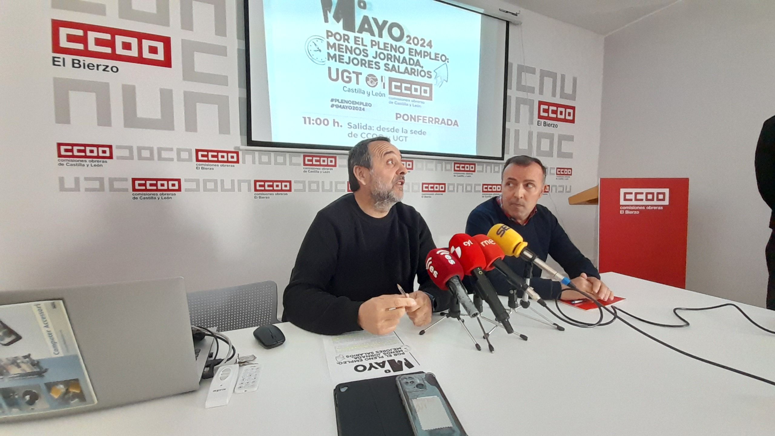 Rueda de prensa de los sindicatos en imagen de archivo. | MAR IGLESIAS